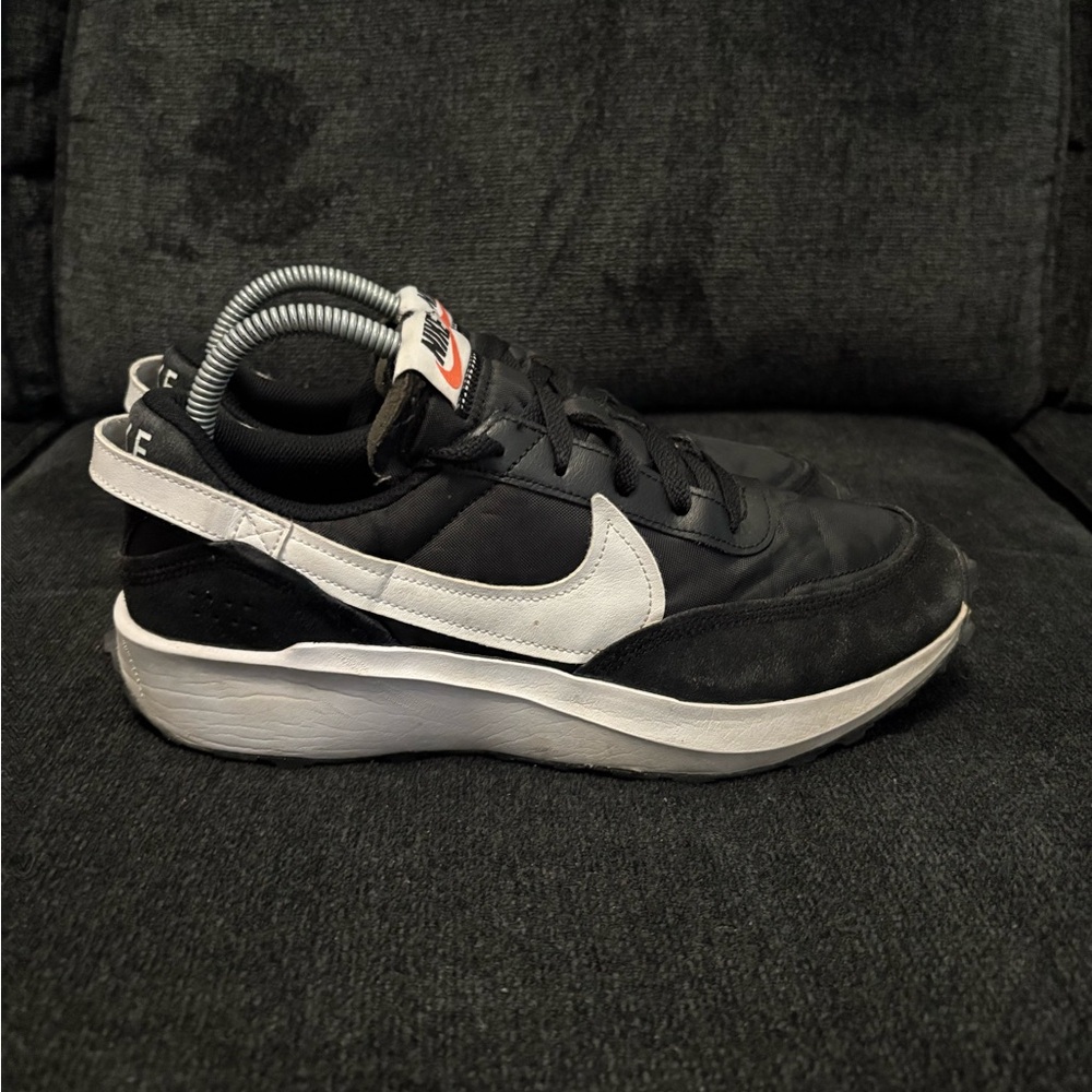 Nike Waffle Debut Running Shoes Men's Black/White-Orange DH9522-001 Size 9.5